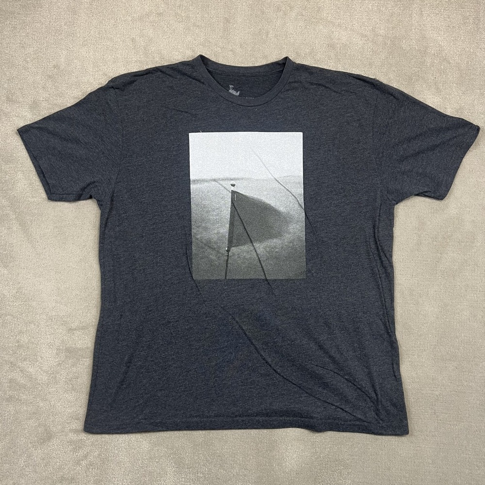 Linksoul T-Shirt Mens XL Heather Charcoal Golf Flag Graphic Sueded Blend